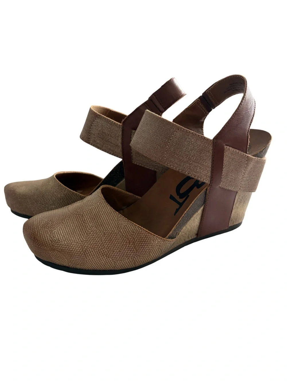 OTBT Rexburg Wedges Gold/Tan Women’s Size 8.5